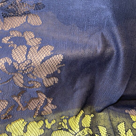 Women's Elegant Floral Lace Shawl Scarf Blue Fringe Clothing Accessory Formal - Picture 9 of 14